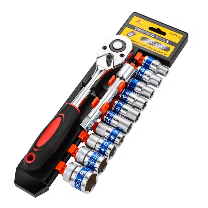 12Pcs 1/2-Inch Ratchet Socket Set Wrench Socket Portable Socket Wrench Set Socket Wrench Extension S