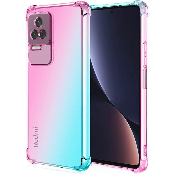 Shock Gradient Case Xiaomi Poco F4 - Rainbow Clear Soft Cover Fit 5G