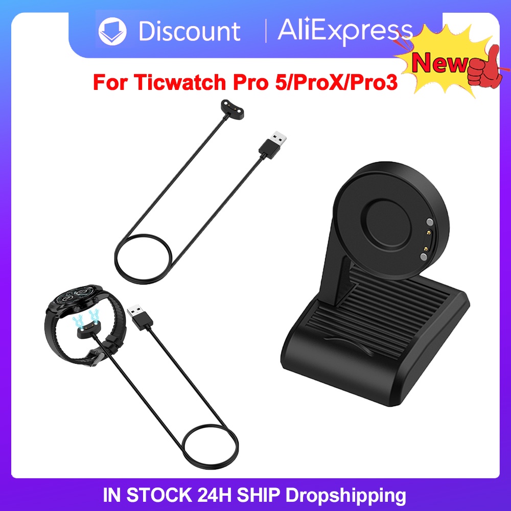 For Ticwatch Pro 5/Pro X/Pro 3 Ultra GPS/Pro 3 GPS/E3 Watch Magnetic Charger Dock Smartwatch Chargin
