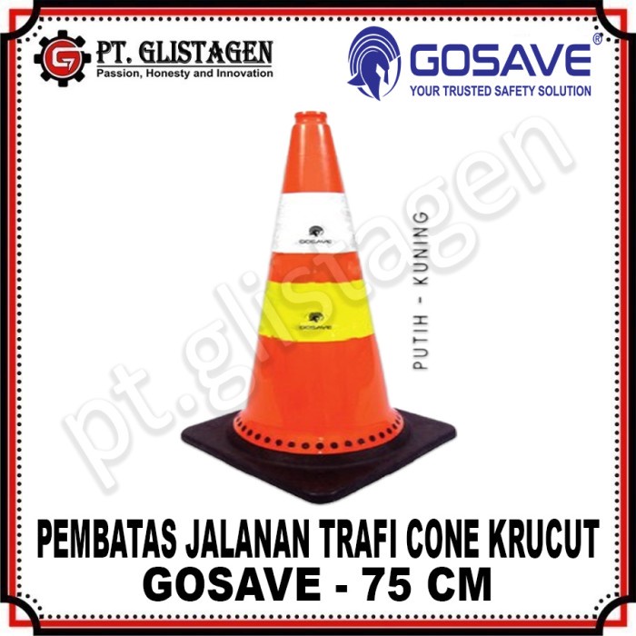 GOSAVE Traffic Cone Safety Rubber Gosave 75cm / Kerucut Lalu Lintas 75
