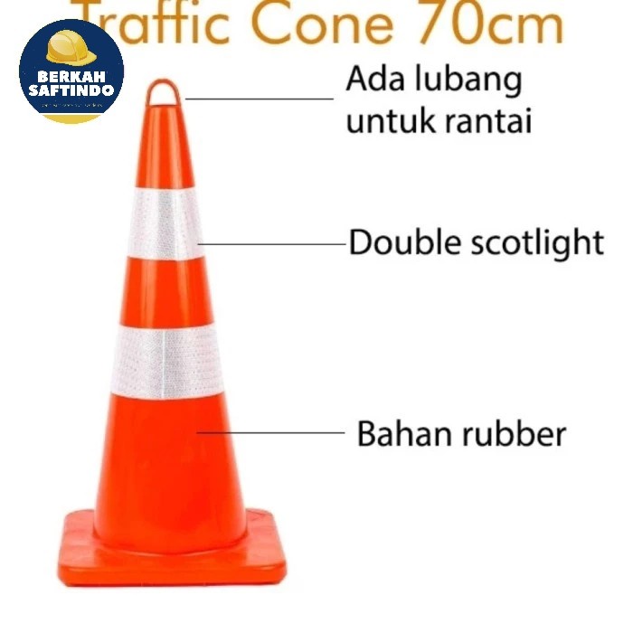 Traffic Cone 70cm Rubber / Safety Cone 70 cm / Kerucut Lalu Lintas