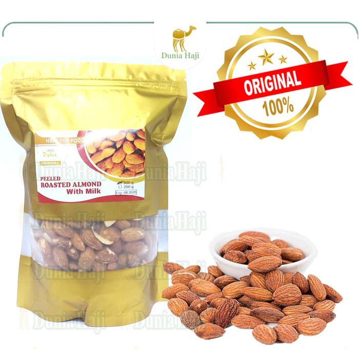 

Kacang Almond Kupas 500GR Rasa Susu Almond Arab With Milk Tanpa Cangkang Roasted Matang