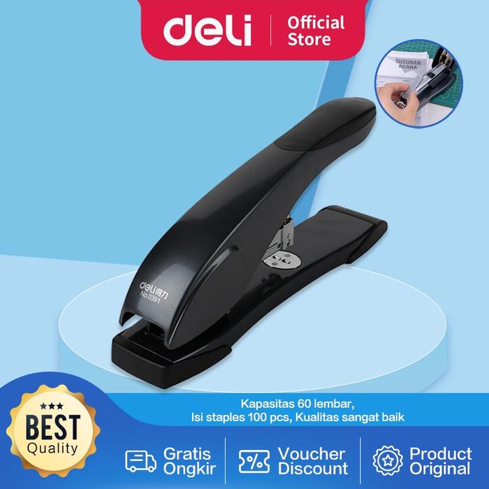 

Deli Stapler Heavy Duty 20~60sheets Penutup TPE untuk kenyamanan, indikator staples rendah, anti sel