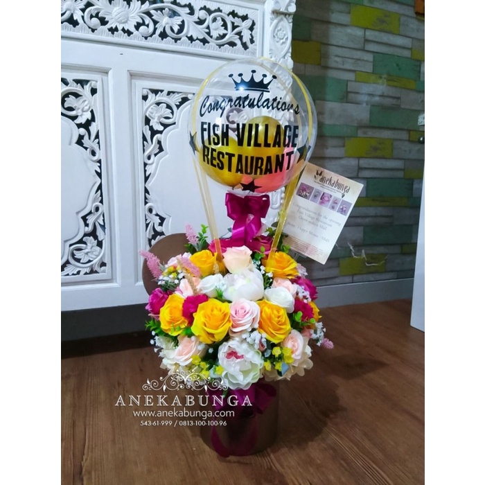 TERLARIS Balon Ucapan Bunga Plastik Artificial Flower Balloon Pembukaan Toko