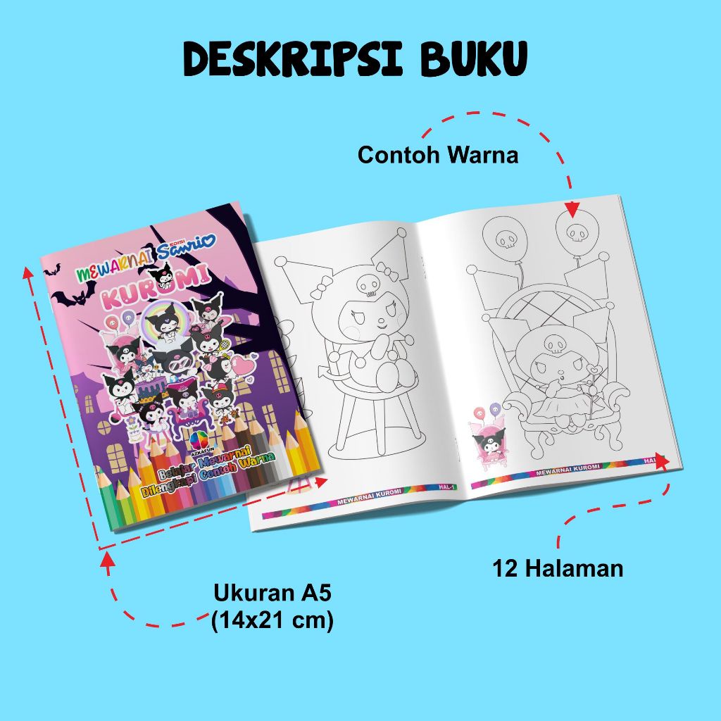 

Tahan Lama Buku Mewarnai Anak 12 Hal, Coloring Book - Buku Mewarnai Full Colour Azkafun