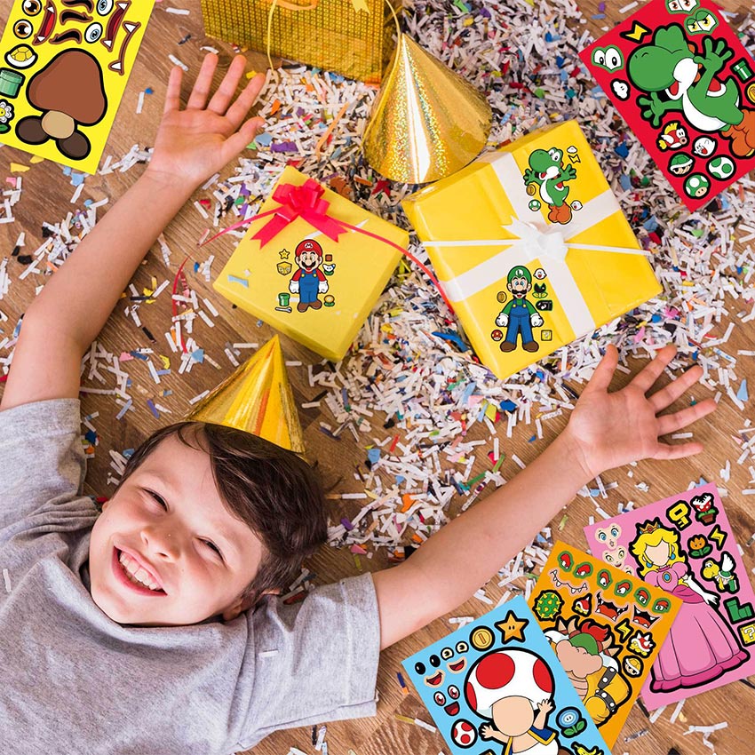 

Terlaris 12Pcs/Set Diy Mario Stickers / Kartun Mario Teman Anak Anime Diy Puzzle / Stiker Orang