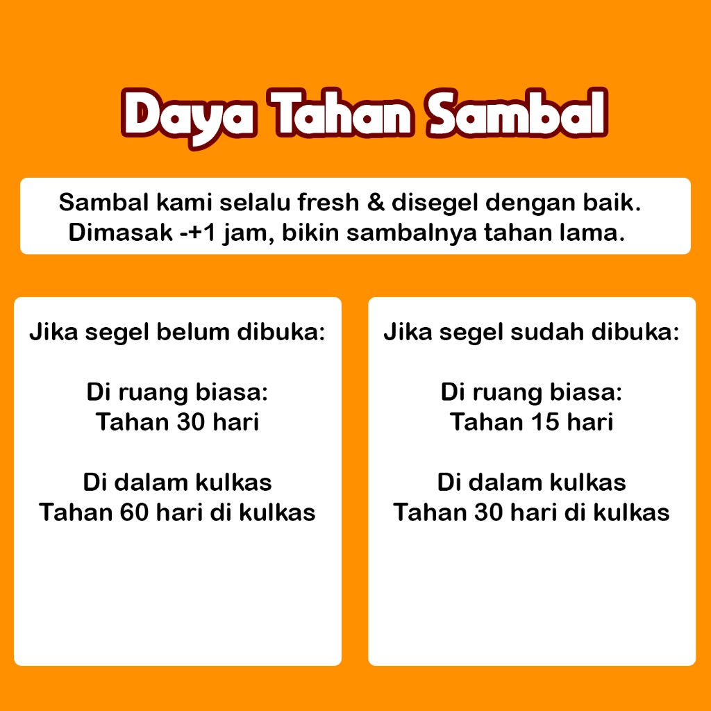 

HJE SAMBAL BABY CUMI/SAMBEL CAKALANG/PETE/CABE IJO/TERI/BALADO/EBI/EXTRA HOT/KECAP PEDAS/AYAM SUWIR