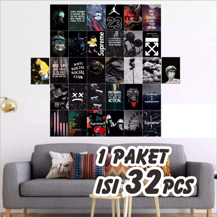 JAYAmart- (16pcs) Poster Dinding Kamar BLACK Poster Aesthetic Poster Kamar Cowok