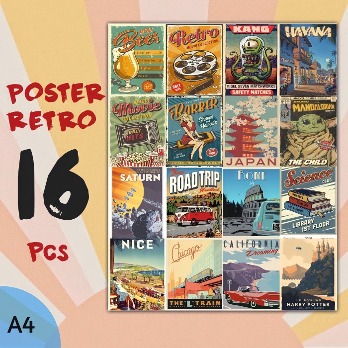 JAYAmart- poster retro vintage dinding / poster retro a4 / poster retro
