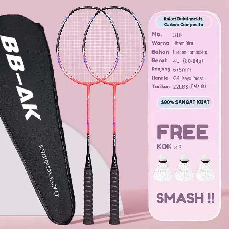 

[snack time] Raket Carbon/Badminton Racket GR 520 Silver Termasuk Senar Plus Cover