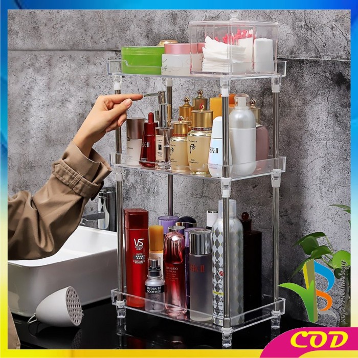 Rb-K15 Rak Kosmetik Acrylic 2 / 3 Tingkat Serbaguna Rak Penyimpanan