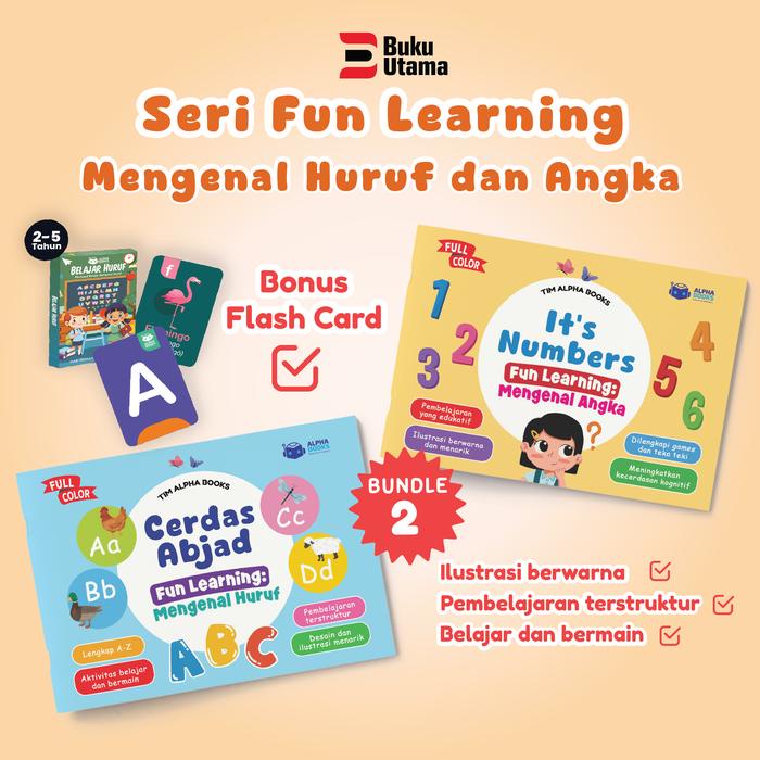 

(Bundle 2 Buku) Paket Seri Fun Learning - Buku Edukasi Anak Mengenal Huruf Dan Angka - Full Color