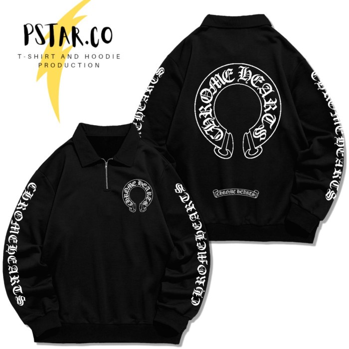 JAKET HALF ZIPPER SWEATER CHROME HEARTS ROLLING STONE UNISEX