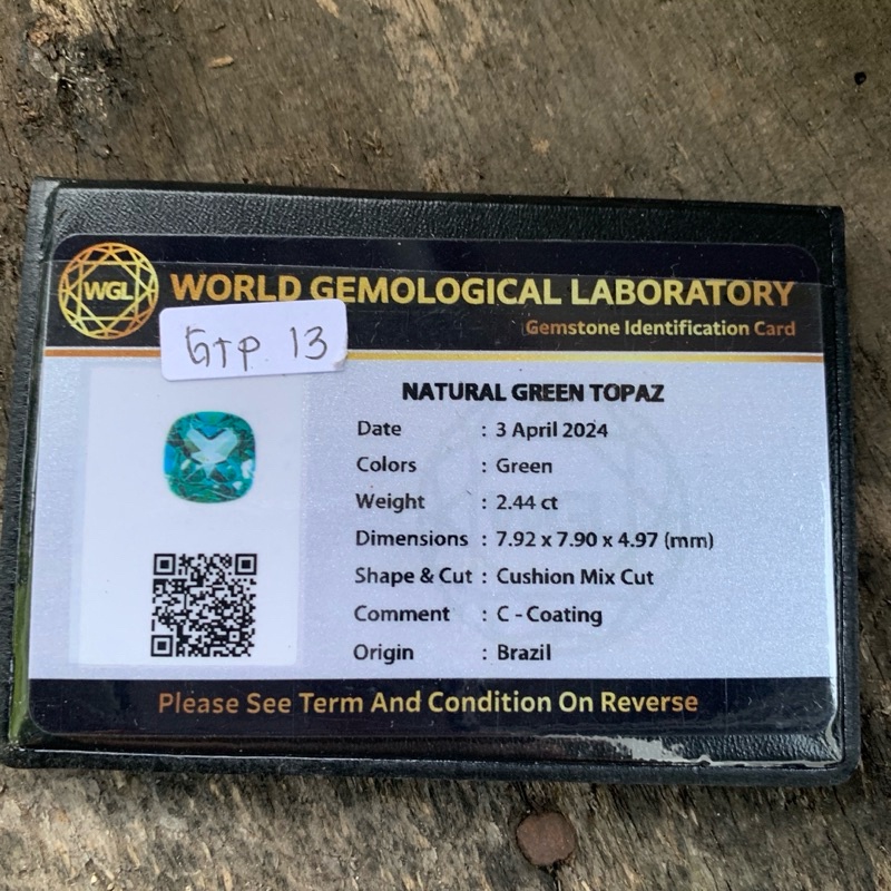 Cincin Batu Natural Green Topaz Memo Ring Monel Handmade Doff Perak Elegan