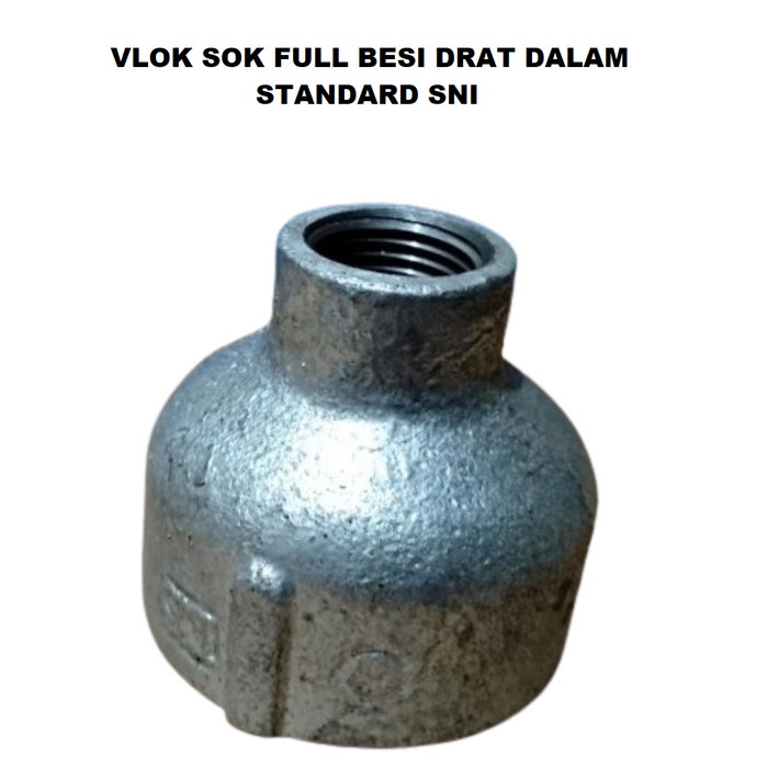 Vlok Sock Drat Dalam 1 x 1/2 Inch Full Besi Soket Double Shock Sok