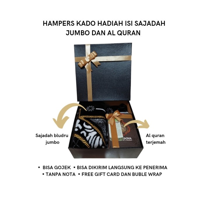 

HAMPERS PREMIUM KADO HADIAH ISI SAJADAH AL QURAN FREE TASBIH DAN BOX