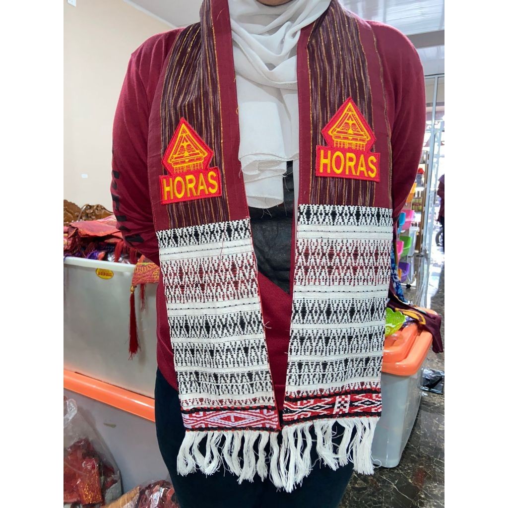 Stola Syal Tenun / Bordir Horas / Ulos Ragi Hidup / R O