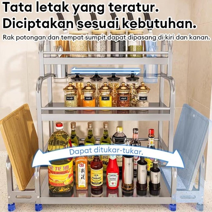 DISKON Rak dapur stainless Rak Bumbu Dapur Rak Bumbu Stainless Steel rak bumbu dapur estetik Tempat
