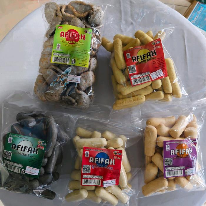 

KERUPUK JENGKOL, GETAS TINTA, GETAS IKAN, GETAS KEPITING, GETAS CUMI KEMASAN 80GRAM 5PCS SNACK KHAS