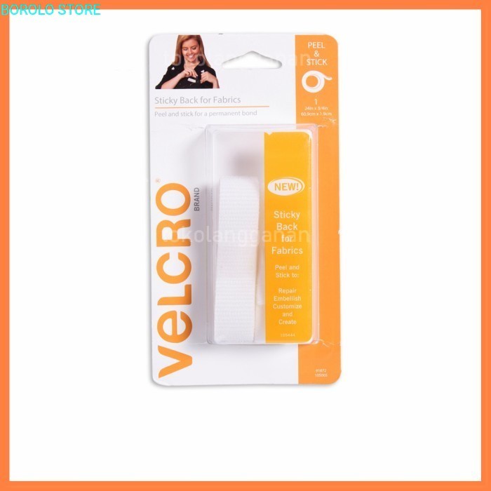 Tebaru Velcro Tape Untuk Kain 60.9x1.9 Cm - Putih Original Berkualitas