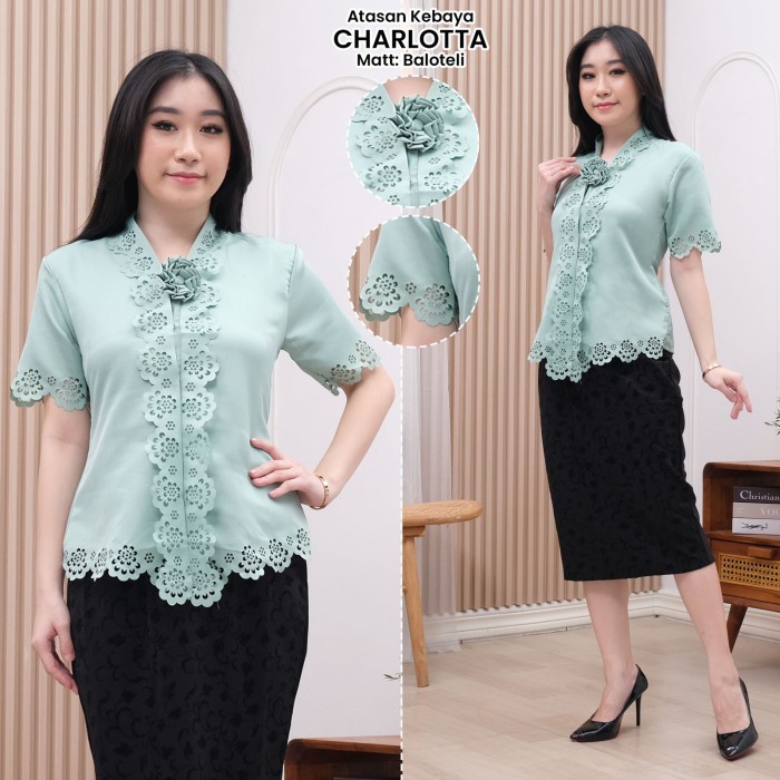 Kebaya Encim Modern Lengan Pendek Charlotte Best Seller