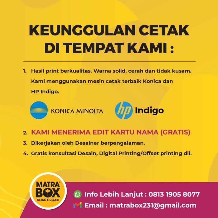 

[tmr] - Cetak Kartu Nama 2 sisi bahan Art Carton 260 Gram