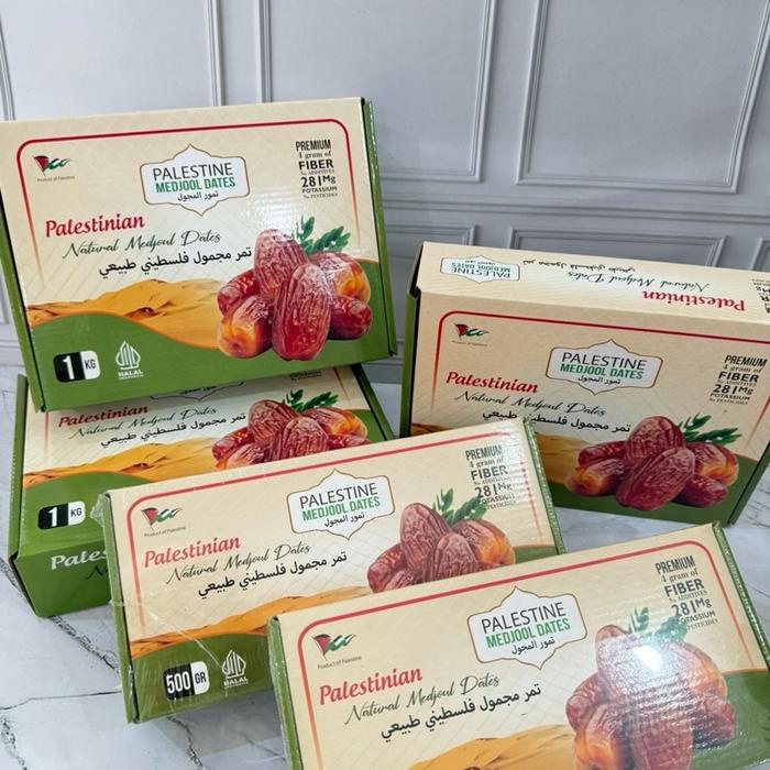 

Kurma Medjool Palestine Palestinian Dus Hijau Kuning Kemasaan 1kg Non Brand Original 100%