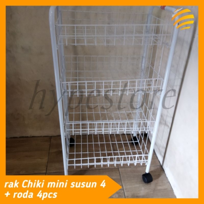 DISKON RAK TROLI SERBAGUNA SUSUN 4/RAK CHIKI MINI/RAK CIKI/RAK RODA/RAK DISPLAY/RAK TOKO/RAK