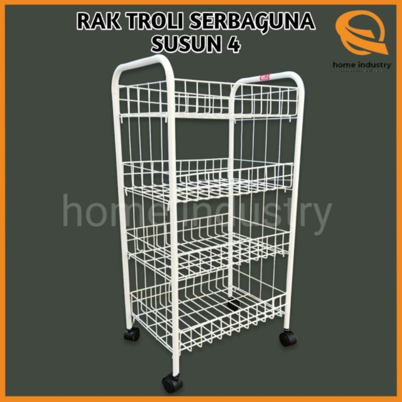FREE ONGKIR RAK TROLI RODA SUSUN 4/RAK CHIKI/RAK DAPUR/RAK WARUNG TOKO/RAK SNACK/RAK DISPLAY