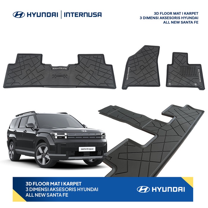 TOP" 3D FLOOR MAT I KARPET 3 DIMENSI AKSESORIS HYUNDAI ALL NEW SANTA FE