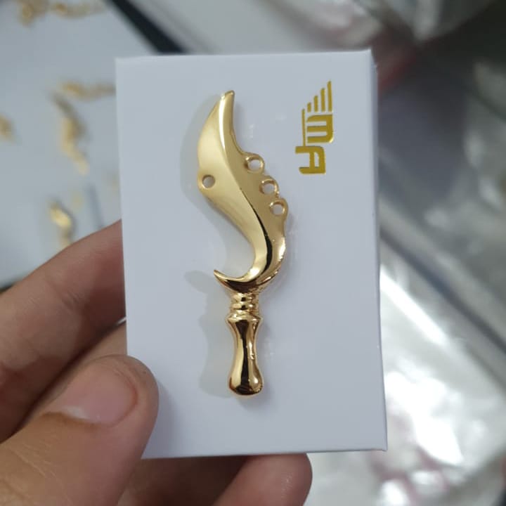 Pin Kujang Gold Pin Kujang Polos Emas Pin Kujang Motif Pin Kujang Aksesoris Jawa Barat Kujang Tebal