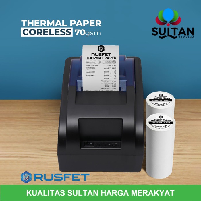 

IK! Paper Termal Kertas Thermal Printer Struk Kasir POS Barcode RUSFET