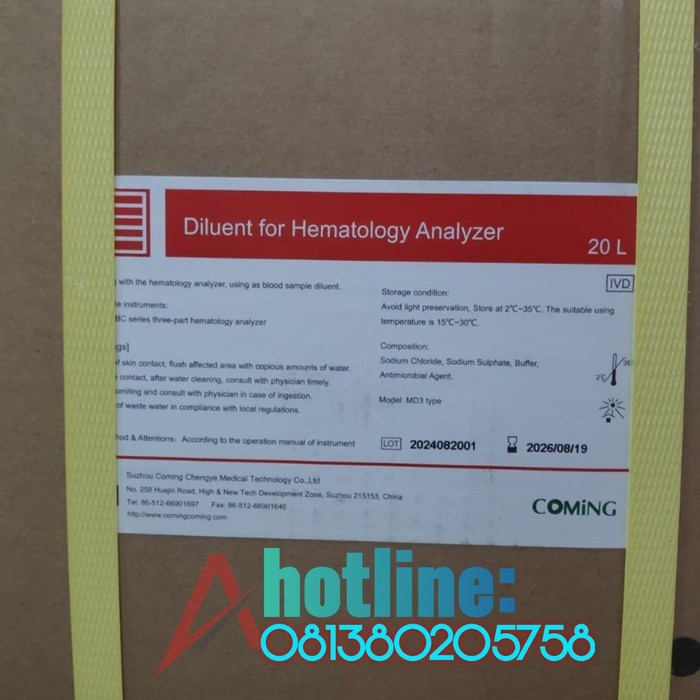 KOMPLIT reagent diluent mindray BC 2800 BC2800 20 Liter OPEN SYSTEM membuat alat lebih bersih