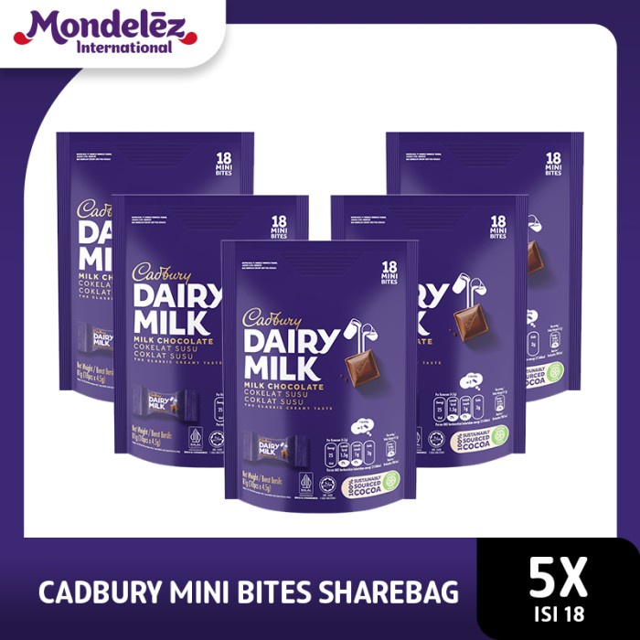 Terlaris Cadbury Dairy Milk Cokelat Mini Bites Sharebag - 5 Packs Ready