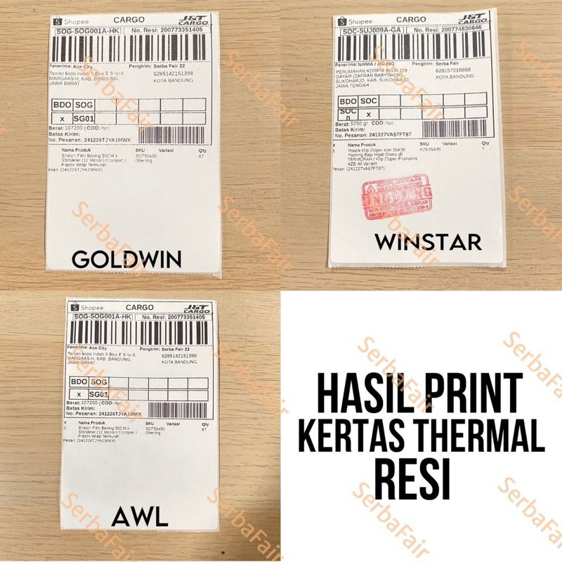 

IK! Label Barcode 100x150MM Goldwin / Sticker Thermal Resi ISI 500 / TERMURAH