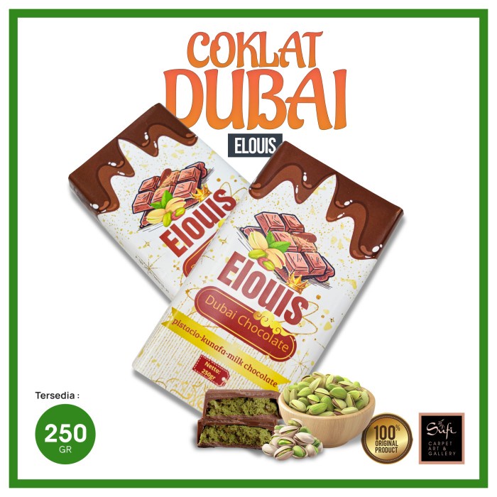

Promo Coklat Dubai Pistachio Elouise Dubai Chocolate Original Premium 250 Gr Ready