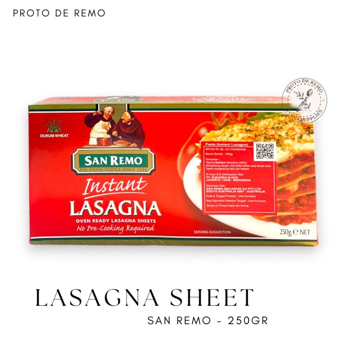

Ready Kulit Lasagna Sheet San Remo 250Gr