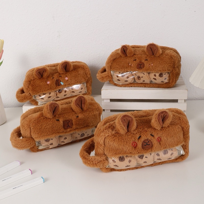 

iK! Kotak pensil capybara ukuran besar free 3 boneka capybara bahan bulu halus