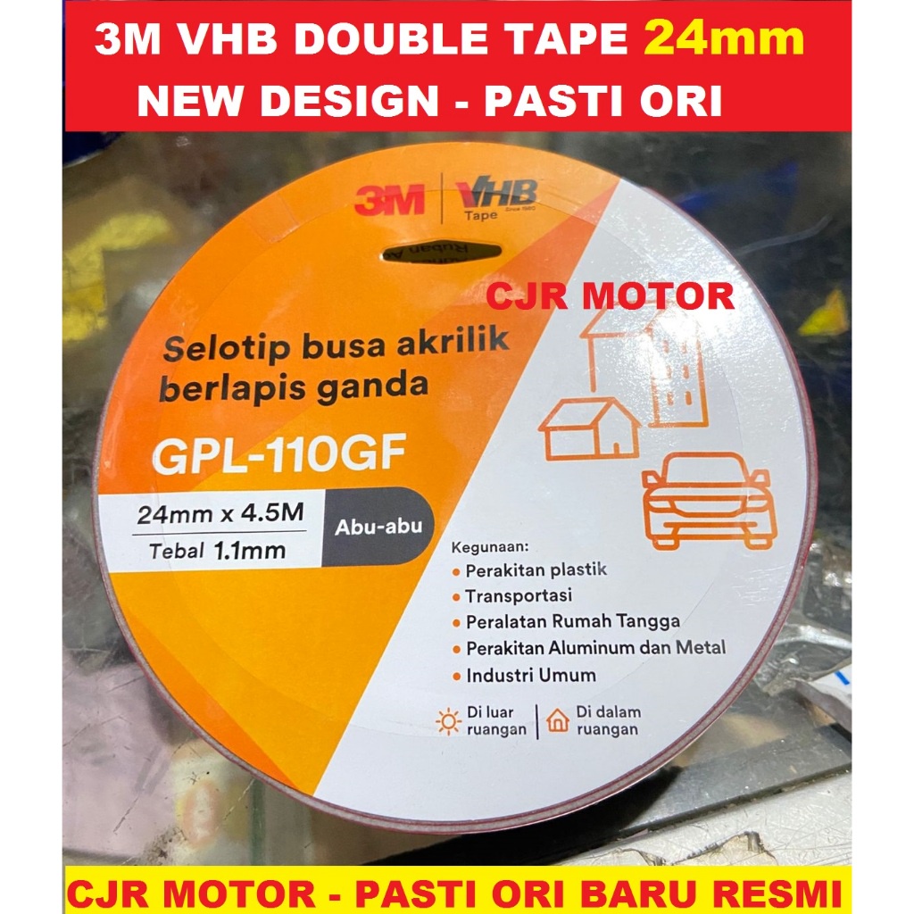 

iK! 3M VHB 24mm x 4.5m Double Tape Foam Merah Otomotif & Building ORI 3M
