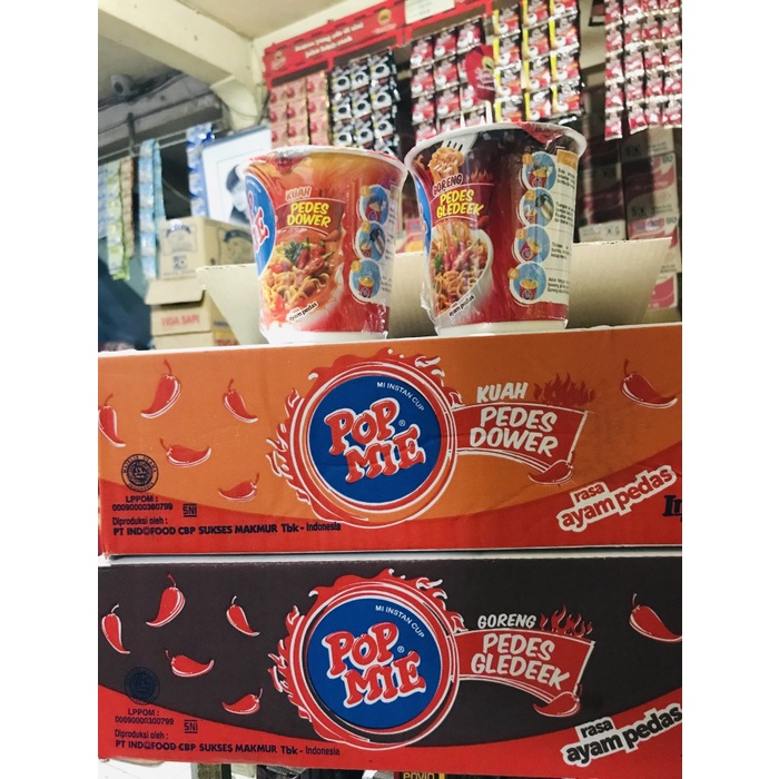 Ready Pop Mie Goreng Pedes Gledek / Pop Mie Kuah Pedes Dower 1Dus Isi 12