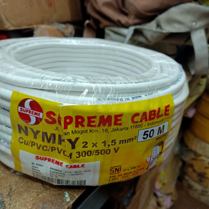 Kabel Serabut NYMHY 2 x 1,5 mm Supreme Per Roll @ 50 mtr