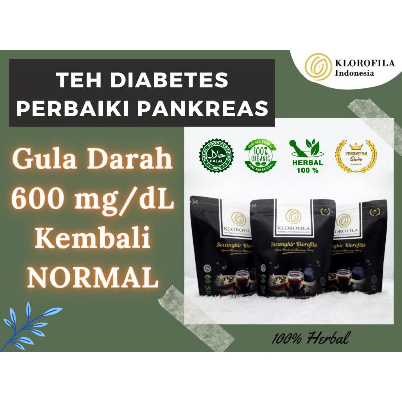 

( PROMO ) Teh Klorofila Herbal Diabetes [ - 3 Pcs KLOROFILA ] - ORI - Obat Herbal Diabetes Ampuh