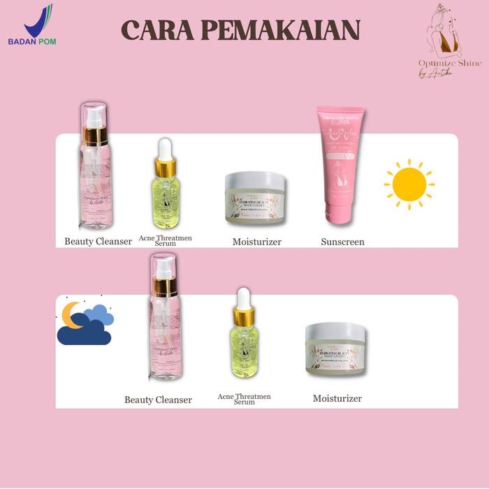 Terbaru [Optimize Shine] Paket Basic Acne Threatment Pembersih Jerawat Pembersih Jerawat Packing