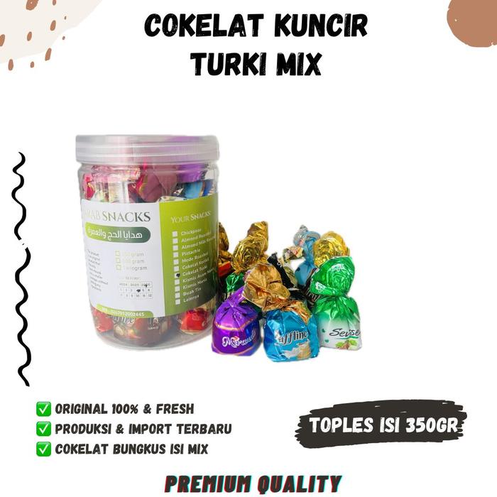 

COKLAT KUNCIR TURKI 350gr MIX Cokelat Turkey Chocolate Kemasan Turky Turkiy Hadiah Cemilan Arab 350