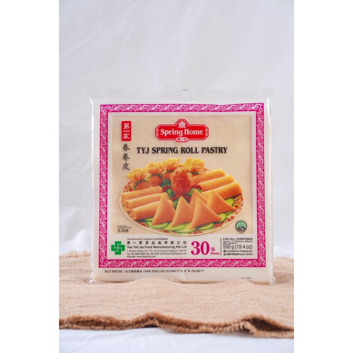 TYJ SPRING HOME SRING ROLL PASTRY 30 SHEET 550GRAM / KULIT LUMPIA / TYJ KULIT LUMPIA SAMOSA 550G