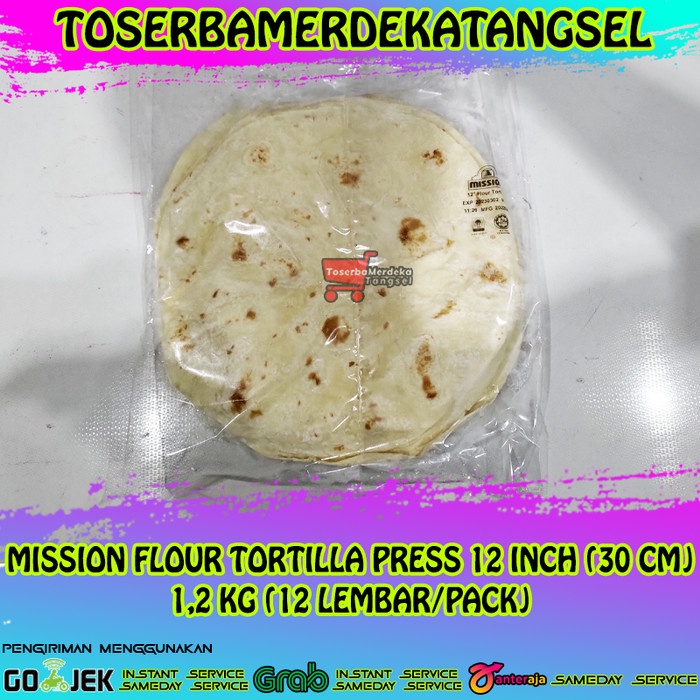 

MISSION Flour Tortilla 12' Kulit Tortila Kebab Wrap Frozen 30 Cm/12Pcs