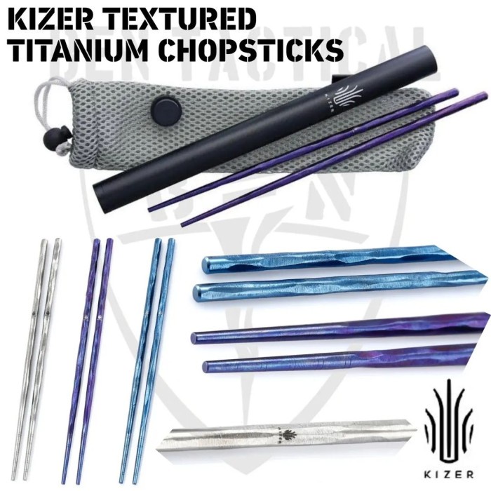 Kizer Textured Titanium Chopsticks - Asli