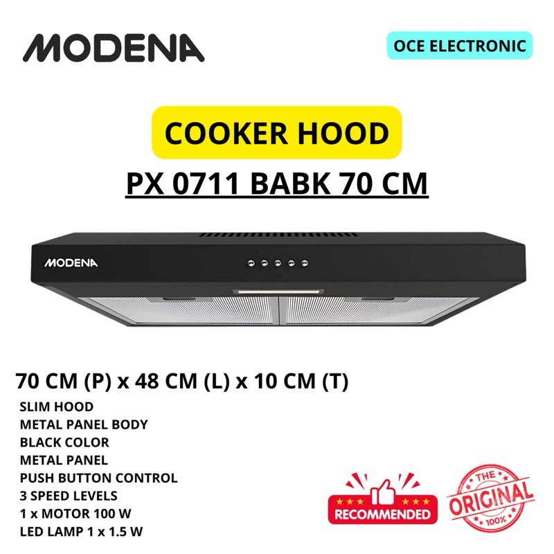 COOKER HOOD MODENA PX 0711 BABK 70 CM PENGHISAP ASAP DAPUR