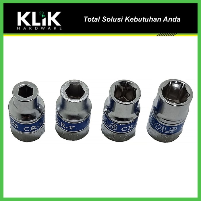 KOMPLIT ATS Mata Sock Shock 1/2 Inch 6 PT Chrome Vanadium - Kunci Sok Pilih Ukuran 8 10 12 14 mm