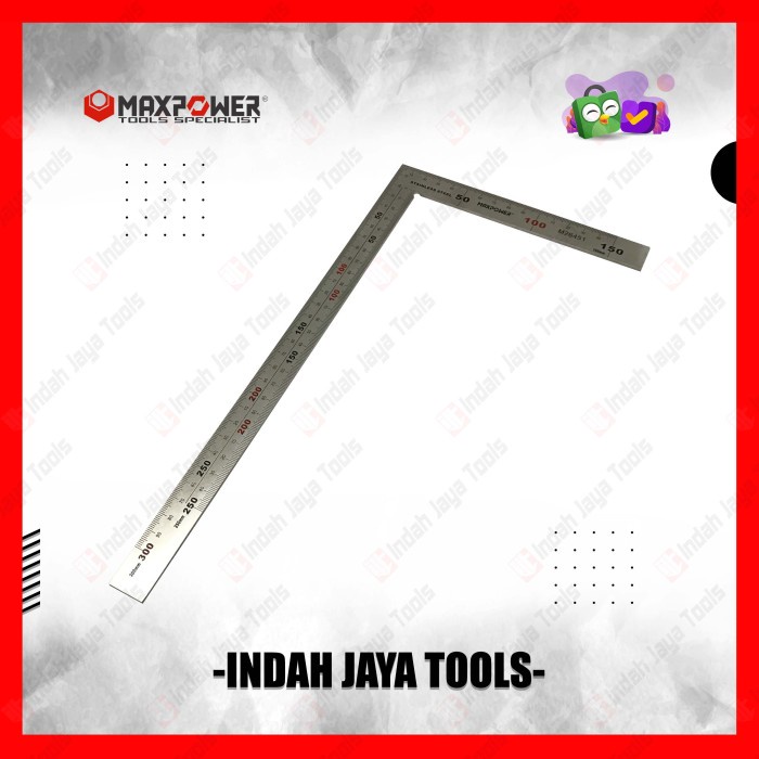 

ATKJaya- MAXPOWER 6" Penggaris Siku Stainless Besi 300 x 150 mm Steel Ruler